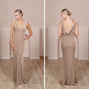 Revelry Dakota Velvet Champagne Gold Maxi Gown Dress